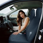 ZYBSLCSY Jacquard Universal autoistme katted, masinpesu elastne autoistme kate esiistme komplekt, libisemisvastane istmekate auto esiistmed (Denim Blue, 1 komplekt)