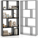 HOMASIS 8-kohaline raamaturiiul, 4 tasandiga seisev riiul, avatud riiulitega puidust kuubiriiul, riiul kontoririiul, geomeetriline hoiuriiul elutuppa &otilde;ppet&ouml;&ouml;ks, 60 x 20 x 120 cm (must)