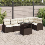 Rantry 7-teiliges Garten-Sofa Set mit Kissen aus Braunem Poly-Rattan, 2-Sitzer Garten-Sofa mit Stauraum & Kissen aus Braunem Poly-Rattan Gartenlounge Model3357391