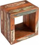 Riess Ambiente Jakarta Solid Side Table 45 cm V&auml;rviline kuubikujuline taaskasutatud puidust riiulilaud Diivanilaud puidust riiulilaud