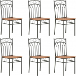 vidaXL s&ouml;&ouml;gitoa toolid, 6 tooli, s&ouml;&ouml;gitoa toolid seljatoega, s&ouml;&ouml;gitool, k&ouml;&ouml;gitool, terasraam, s&ouml;&ouml;gitoa toolid, k&ouml;&ouml;k, t&ouml;&ouml;stuslik stiil, pruun MDF-plaat