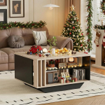 MSFE LED kohvilaud, kaasaegne elutoa laud koos panipaigaga, kaasaegne laud elutoas, 80 x 60 x 45 cm, diivanilaud, elutoa laud elutuppa/s&ouml;&ouml;gituppa, elutuppa