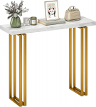 HOMCOM konsoollaud, sissep&auml;&auml;sulaua, konsoolm&ouml;&ouml;bel marmorimitatsiooniga, terasraamiga, kaasaegne ja peen stiil, diivanipoolne otsik elutuppa, 100 x 30 x 78,5 cm, valge ja kuldne