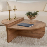 Dmora Feglino elutoa laud, madal elutoa laud, kohviriiul, diivanilaud, 90 x 60 x 60 x 60 x 35 cm, m&auml;nnipuust