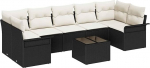 Gartensofa-Set mit Kissen 8 tk Schwarz und Creme Poly-Rattan Gartenm&ouml;bel Model3353946