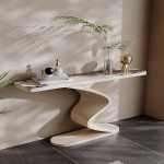 Geometrischer moderner Konsolentisch - Industrieller Eingangsbereich-Akzenttisch f&uuml;r Wohnzimmer, Flur, Foyer - Stilvolle Lange Konsole (Wei&szlig;, 120 x 30 cm)