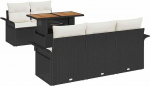 Gartensofa-Set mit Kissen 6 tk Schwarz und Creme Poly-Rattan Gartenm&ouml;bel Model3349270
