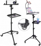 BOLLUMA s&uuml;learvuti projektori statiiv Projektori statiiv Projektori kolmjalgne p&otilde;randaplatvorm reguleeritav 81 cm kuni 130 cm koos ratastega mobiiltelefoni hoidja hiirtehoidik multifunktsionaalne projektori DJ seadmetele