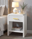 SUMGAR Bedside Table White Side Table with Drawer and Open Shelf Modern Bedside Table 30 cm Wide Bedside Table for Bedroom, Living Room, Study Room Decoration