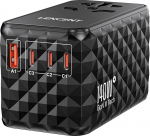 LENCENT universaalne reisimisadapter 140 W kiirlaadimine, rahvusvaheline reisipistikupesa A/C/G/I (UK, EU, AU, USA) pistikupesadele, 1 USB-A ja 3 C-t&uuml;&uuml;pi PD kiirlaadimine mobiiltelefonile, musta v&auml;rvi