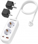 Pistikupesa adapter USA/UK/AUS koos PD20W USB kiirlaadijaga, reisiadapter kogu maailmas, 2-suunaline 1,5 m kaabli reisiadapter USA, Kanada, Tai, Inglismaa, Austraalia, Hiina, Uus-Meremaa jaoks.