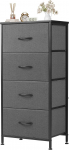 NEWBULIG Small Chest of Drawers with 4 Fabric Drawers Side Bedroom End Table Kids Bedside Storage Furniture for 25 Inch High Night Stand for Cupboard, Entrance, College Dorm, Grey