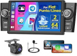 2 + 64 GB Android autoradio Fiat Punto 2005-2009 / Linea 2007-2011, 7-tolline puuteekraaniga CarPlay 2 DIN autoraadio koos Android Car, Mirror Link, WiFi, GPS, RDS FM, AHD tagurduskaameraga