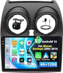 4+128G Android 15 autoraadio Nissan Qashqai 2006-2016, 9-tolline Incell puuteekraaniga raadio traadita CarPlay & Android auto Bluetooth 5.0 GPS WiFi FM/RDS 32EQ