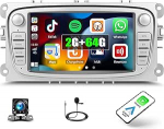 [2G + 64G] Android 13 autoraadio Bluetoothiga Ford Focus II mk2 Mondeo S-Max C-Max Galaxy Kuga koos Carplay Android autoga, 7-tolline puutetundlik raadio koos GPS WiFi FM/RDS EQ Mirror Link + tagurdamine