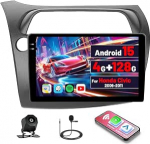 [4G+128G] Inefala Android 15 Autoradio f&uuml;r Honda Civic 2006-2011 mit Wireless Carplay Android Auto, 9 Zoll Touchscreen Radio mit Navi GPS WiFi RDS/FM Bluetooth EQ SWC Tagfahrkamera Mic