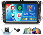 [8Core 6G + 128G] Inefala Android 15 autoraadio VW Golf Passat Tiguan Polo Caddy Touran Seat traadita CarPlay Android autoga, 8-tolline raadioauto koos GPS WiFi DSP BT RDS/FM SWC Mic tagurduskaameraga