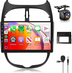 Hodozzy Carplay autoraadio Peugeot 206/206cc/Citroen C2 2001-2016, 9-tolline puuteekraaniga Android autoraadio Android Car/WiFi/GPS/RDS/Bluetooth/USB + tagurduskaamera