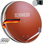 SCHWAIGER Satelliits&uuml;steem Alumiinium Satelliidikomplekt Satelliitantenni komplekt Quad LNB Digital 8x F-liitmik 7 mm Satelliitantenni komplekt Antratsiit 74,5 x 84,5 cm (Tellistepunane (RAL8012))