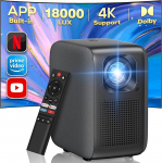 Projektoriga integreeritud Netflix/YouTube/Prime Video: Full HD 1080P 18000 luumenit, iZEEKER 4K projektor WiFi Bluetooth t&auml;ielikult suletud, elektriline fookus 4D/4P Keystone &uuml;hildub Android/PC/USB-ga.