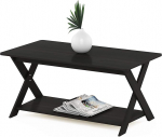 Furinno Coffee Table with Cross Legs, Wood, Espresso, 50 x 89.9 x 40.59 cm