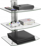 WALI CS303S 3-astmeline l&auml;bipaistev karastatud klaasist seinariiul DVD-m&auml;ngijate, kaablikarpide, m&auml;ngukonsoolide, telerite tarvikute jaoks, h&otilde;bedane