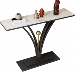 ZXDRYBHD Console Table, Modern Console Table, Sofa Accent Table, with Marble Top, High Temperature Resistance, Easy to Assemble (Black, Large)