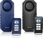 WSDCAM jalgrattah&auml;ire 2-pack 113dB juhtmeta vargusvastane vibratsiooni liikumistuvastuss&uuml;steem s&otilde;iduki turvas&uuml;steem veekindel mootorrattah&auml;ire jalgrattah&auml;ire koos kaugjuhtimispuldiga - must ja sinine