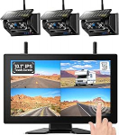 3 R&uuml;ckfahrkamera Kabellos Solar Magnetische R&uuml;ckfahrkamera: 10.1" 1080P puuteekraaniga IPS-monitor, 9600mAh aku, 1 Min Einrichtung, IP69K Wasserdicht Tagfahrkameras f&uuml;r Wohnmobile,Anh&auml;nger und LKWs