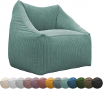 chilly pilley Bean Bag Cord Seat Cushion EPS Beads Filling Floor Cushion Armchair Garden Cushion with Backrest Seat (Turquoise)