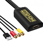 KUYiA 3RCA kuni HDMI AV kuni HDMI kaabel koos USB toitekaabliga Audio Video Upscaler PAL/NTSC &uuml;hilduv Nintendo Xbox PS4 PS3 HDTV STB VCR Blu-ray DVD (must naisterahvas)