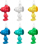 Hallmark Peanuts klaasist kaunistused kollektsioneeritavad, 6 t&uuml;kki, v&auml;rvilised Snoopy figuurid, rippuvad kaunistused, j&otilde;ulud, punane, valge, kollane, sinine, roheline