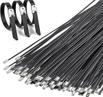 Raske roostevabast terasest kaablisidemed, metallist kaablisidemed sise- ja v&auml;listingimustes kasutamiseks, turvaline &uuml;hendus aia, toru, talu, elektri- ja kaabli jaoks (100 Pack, 30cm)