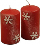 Ilusad advendik&uuml;&uuml;nlad Talvine valgus - 2 tk - Motiiv: Lumehelbeke - P&auml;rgk&uuml;&uuml;nlad - J&otilde;uluk&uuml;&uuml;nlad (Rubiinpunane, v&auml;ike: k&otilde;rgus 10 cm, l&auml;bim&otilde;&otilde;t 6 cm)