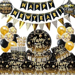 Uusaasta &otilde;htupoolik, uusaasta &otilde;htu dekoratsioon 2026, &otilde;nneliku uue aasta peo lauan&otilde;ude komplekt 16 inimesele koos &otilde;nneliku uue aasta b&auml;nneri, salvr&auml;tikute ja laudlinaga, &otilde;hupallid uue aasta peo jaoks