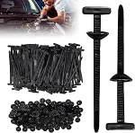 Nailon universaalne kaablipael, 100 komplekti nailonist Zip Tie hoidikud, Universal Push Mount Zip Tie hoidikud, Bumper Retainer Clips auto remondiks, kiire kinnitamine, mustad