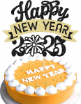 Gyufise 2025 Happy New Year Cake Topper Glitter Hello 2025 Fireworks Cake Picks Welcome 2025 Happy New Year's Eve Cake Toppers Party Supplies Black Gold 1pc