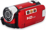 SWOQ Digital DV, 270&deg; Rotation HD Digital Camcorder TV 720P High Definition Shockproof for Travel (Red, EU Plug)