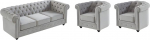 Vente-unique - Couch Set 3+1+1 - Velvet - Light Grey - Chesterfield