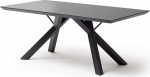 Dining Table Matte Black Varnished Table with Glass Top Anthracite W x H x D 180 x 75 x 95 cm