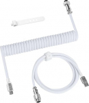 ATTACK SHARK C01 PRO USB C spiraalne klaviatuurikaabel, punutud spiraalkaabel m&auml;nguklaviatuurile, C-t&uuml;&uuml;pi USB A eemaldatava lennundus&uuml;hendusega mehaanilise klaviatuuri / arvuti / nutitelefoni jaoks, valge