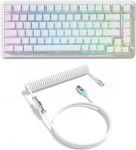 ATTACK SHARK X82PRO HE 75% traadita kiiret trigger-magnetklaviatuur, 8000Hz juhtmega m&auml;nguklaviatuur, Hall Effect l&uuml;liti reguleeritava triggerpunktiga, QWERTY, C01 RGB spiraalkaabel - valge