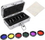 Bewinner 6 Piece Colorful 1.25 Inch Telescope Filter Set with Storage Box for Telescopes, Eyepieces, Accessories for Astronomical Telescopes, Colour Filter, Moon Nebula Filter