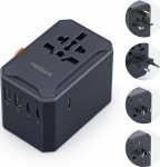 TESSAN reisiadapter kogu maailmas USB C GaN 65W PD kiirlaadijaga, pistikupesa adapter 5 USB-ga, reisipistikupesa adapter kogu maailmas, universaalne adapter UK Tai USA Jaapan Brasiilia Norra jaoks