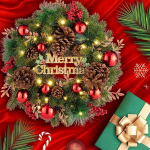 Avoalre 40 LED uksekoristus j&otilde;ulup&auml;rg, 8 režiimi ja taimeri funktsioon, l&auml;bim&otilde;&otilde;t 40 cm, soe valge j&otilde;ulup&auml;rg, uksekoristus m&auml;nnik&auml;bide ja palliga, j&otilde;ulukaunistus ustele, seintele, akendele.