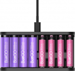 LIMETA 8-pesa nutikas akulaadija laetav AA AAA kodumajapidamises akulaadija NI-MH Li-ion LiFePO4 Type-C s&otilde;ltumatu pesa kiirlaadimine