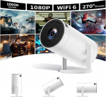 Mini projektor WiFi ja Bluetooth 4K CWOWDEFU, 270&deg; reguleeritav statiiv, v&auml;ljas kaasaskantav filmiprojektor, koduteater, Native 1080P Full HD projektor k&otilde;lariga, Android TV/HDMI, USB