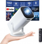 Mini projektor 4K Full HD 1080P, kaasaskantav projektor WiFi 6 ja Bluetooth 5.4, automaatne keystone ja k&auml;sitsi fookustamine, 180&deg; p&ouml;&ouml;ramine, &uuml;hildub iOS/Android/HDMI/TV Stick/Laptop/PC-ga