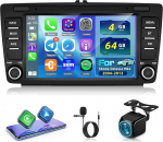 NHOPEEW 4+64G Android autoradio Skoda Octavia Mk2 2004-2013 - 8-tolline autoraadio koos Carplay Android auto GPS WiFi FM RDS EQ AI DSP + tagurduskaamera