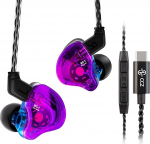 Yinyoo CCZ Melody USB-C k&otilde;rvamonitorid Hybrid 1BA 1DD HiFi k&otilde;rvaklapid, s&uuml;gav bass, kerged k&otilde;rvaklapid IEM koos 4N OFC kaabliga muusikutele/drummaritele/bassistidele (lilla sinine, mikrofoniga)